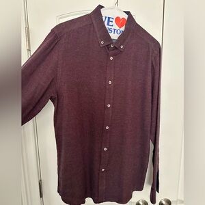 Heritage Report Men's Slim Button-Down Soft Flannel Shirt in Deep Burgundy